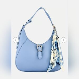 Anne Klein Palmer Shoulder Bag in Blue Haze With Scarf Charm